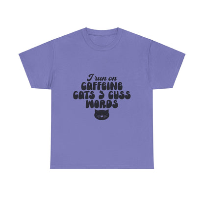 I run on caffeine cats & cuss words tee, tshirt, shirt, t-shirt