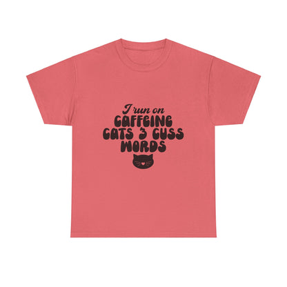 I run on caffeine cats & cuss words tee, tshirt, shirt, t-shirt