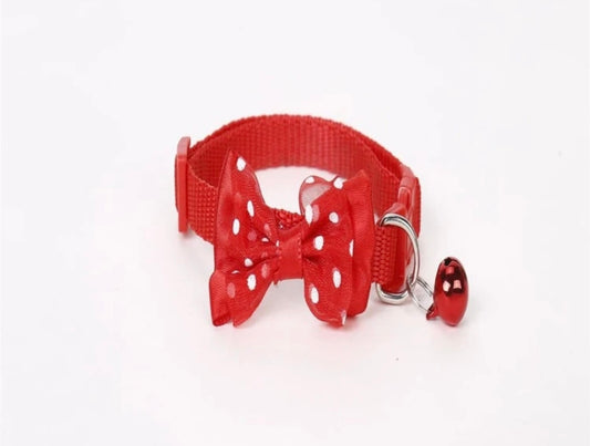 1pc Pet Collar, Including Bowtie and Bell, cat or xxs dog puppy collars