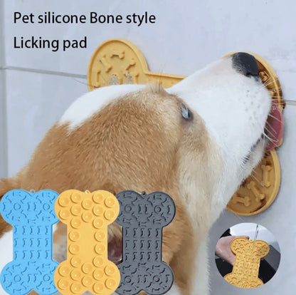 1pc Bone Shape Silicone Licking Mat Pet Bath Distraction, Dog Slow Food Eating For Cats Dogs Feeding Lickmat