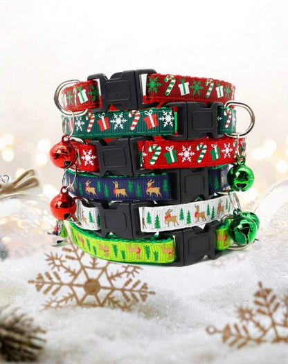 1Pc Festive Christmas Pet Collar - Cute & Stylish With Bell! For cat or xxs dog puppy