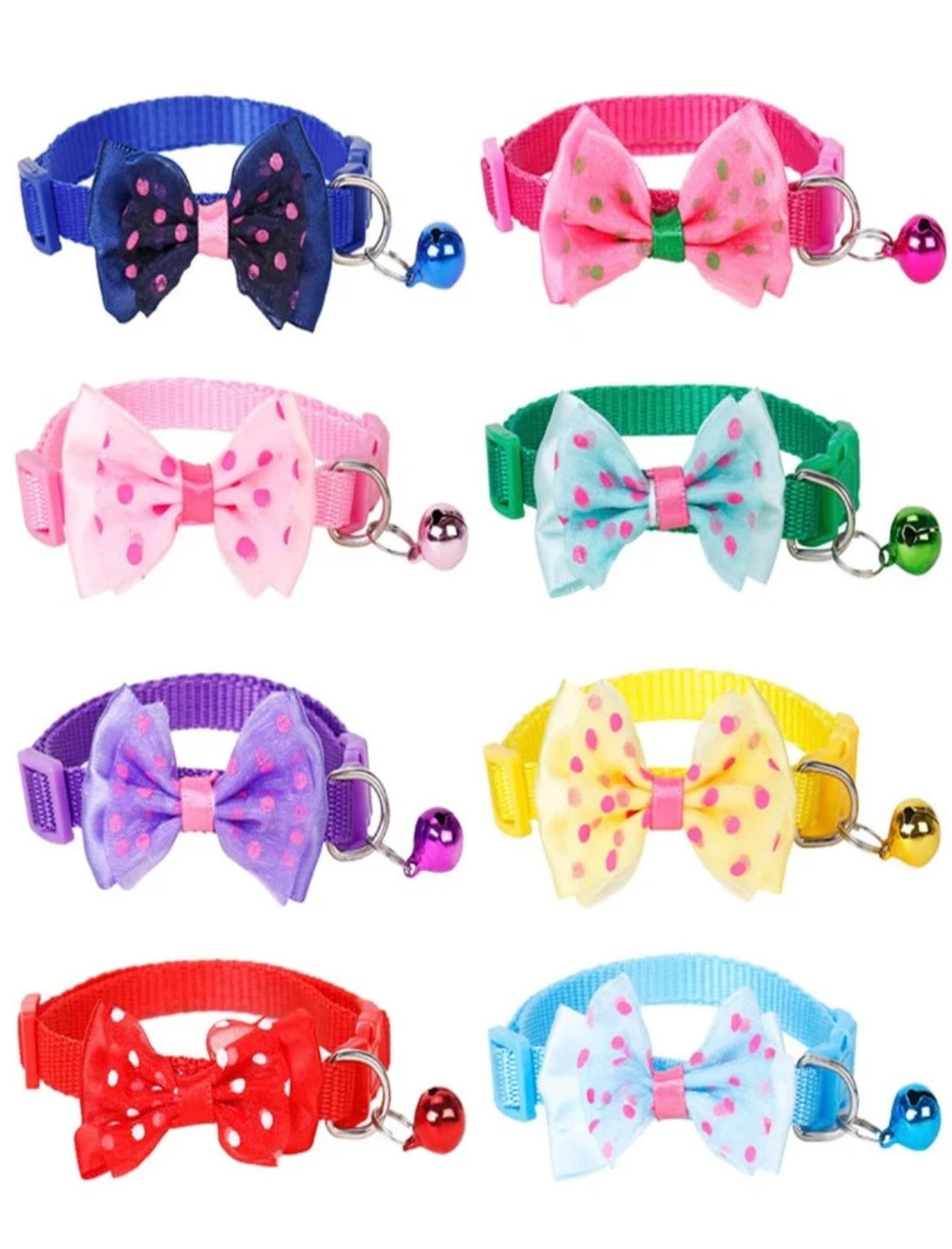 1pc Pet Collar, Including Bowtie and Bell, cat or xxs dog puppy collars