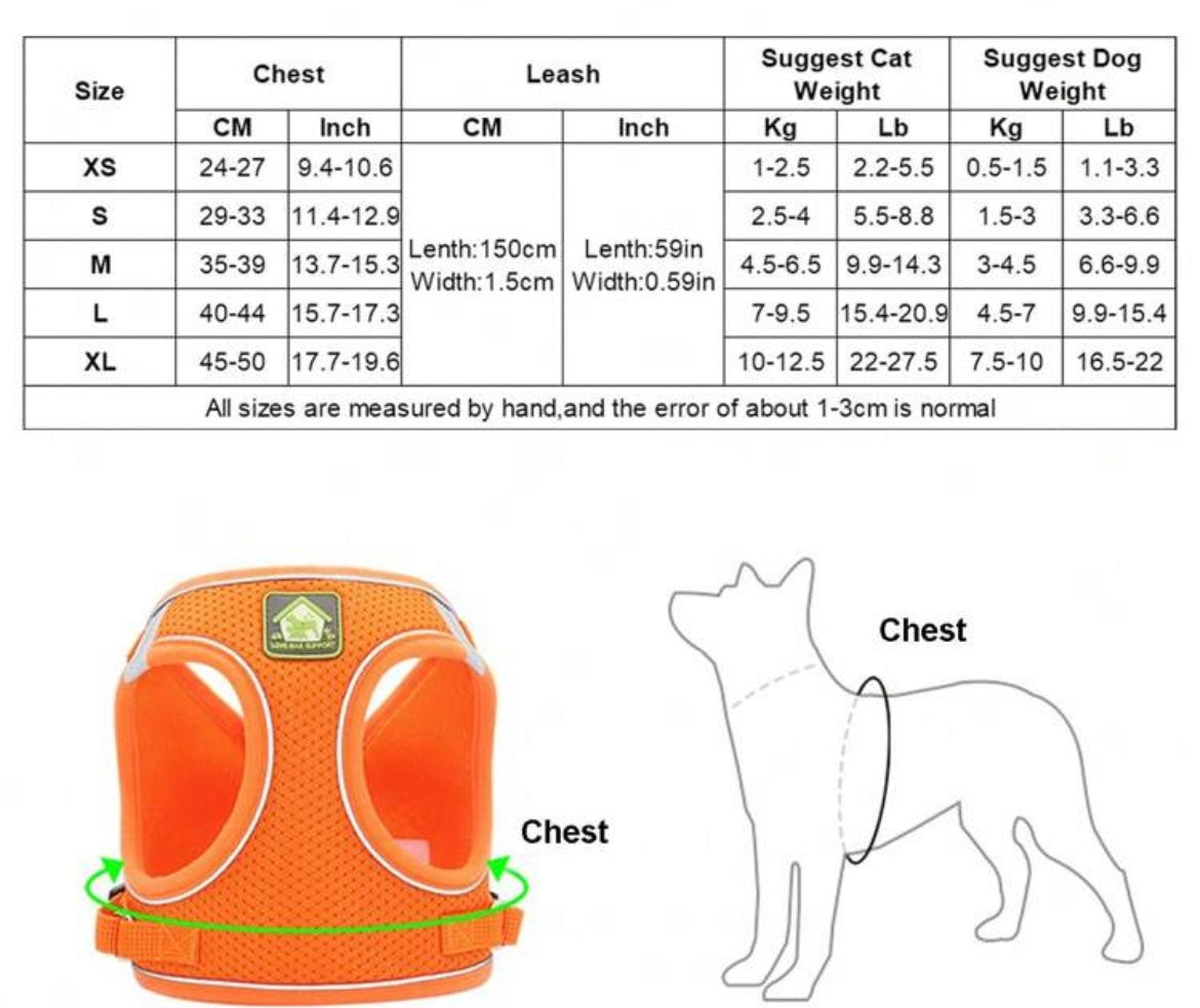 One Set Pet Harness With Leash For Cat And Do,Vest Style Anti-Choke Dog Leash, Pet Harness And Leash Set,Outdoor Walk Comfortable Breathable Reflective Pet Harness With 1.5m Leash