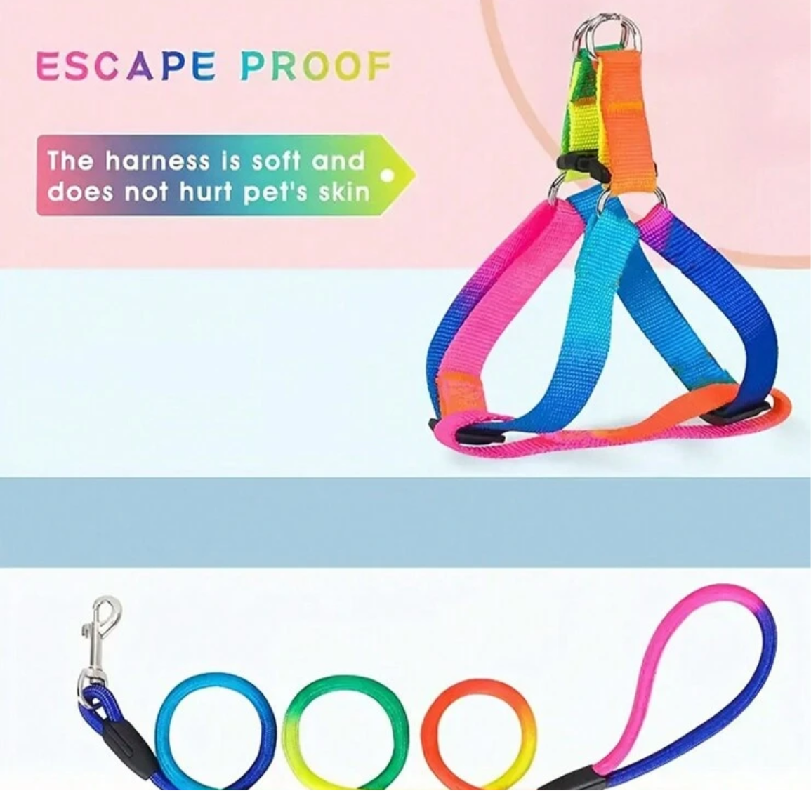 Colorful Dog Harness And Leash Set, Adjustable Cat/Dog Harness And Leash For Walking, Training And Exploring, Ideal Choice For Small, Medium  Cats And Dogs