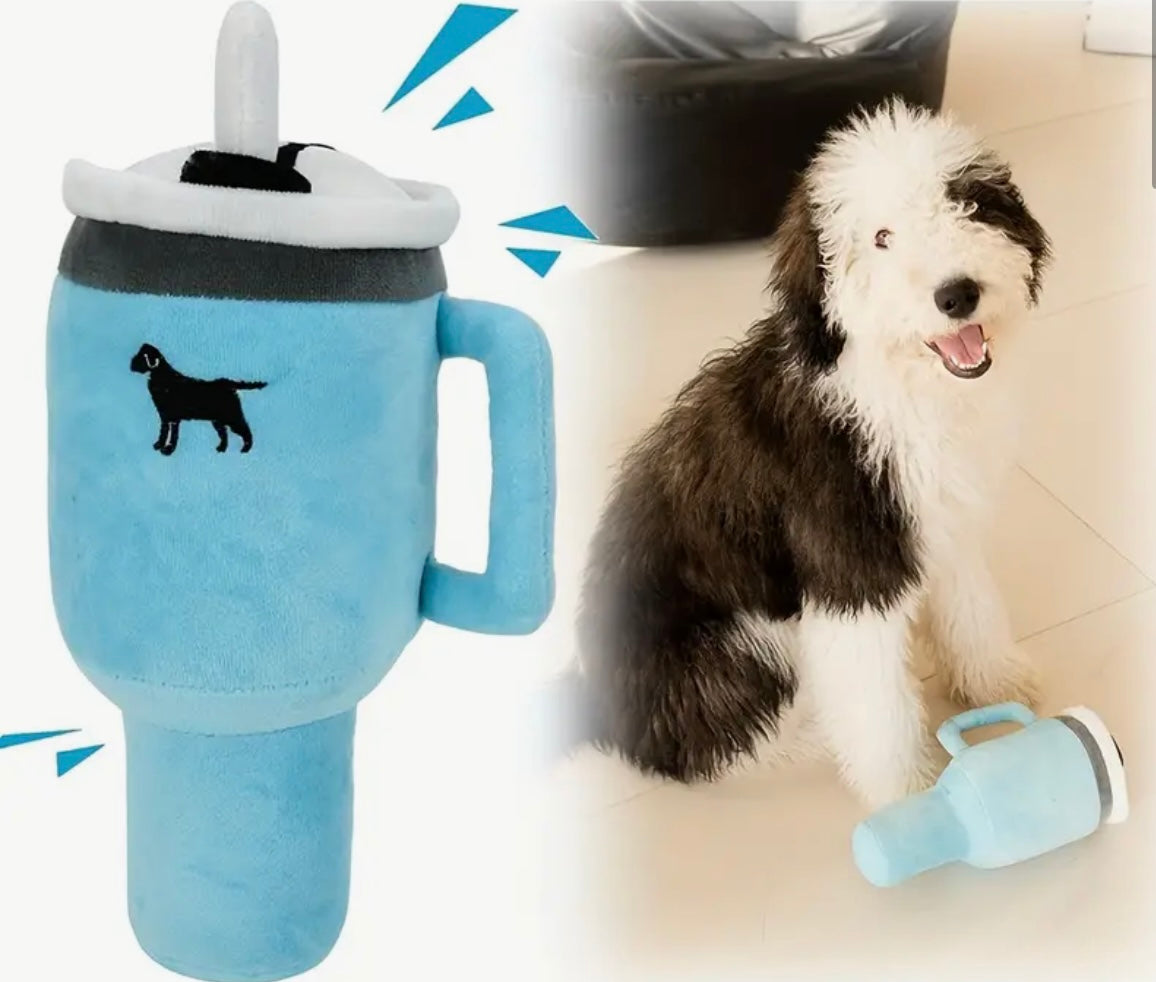 Tumbler cup, squeaky toy dog pup, pet stanley