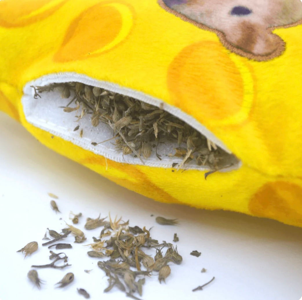 Meowijuana Get Cheesy - Refillable Cheese and Mouse Catnip Toy