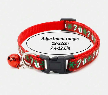 1Pc Festive Christmas Pet Collar - Cute & Stylish With Bell! For cat or xxs dog puppy