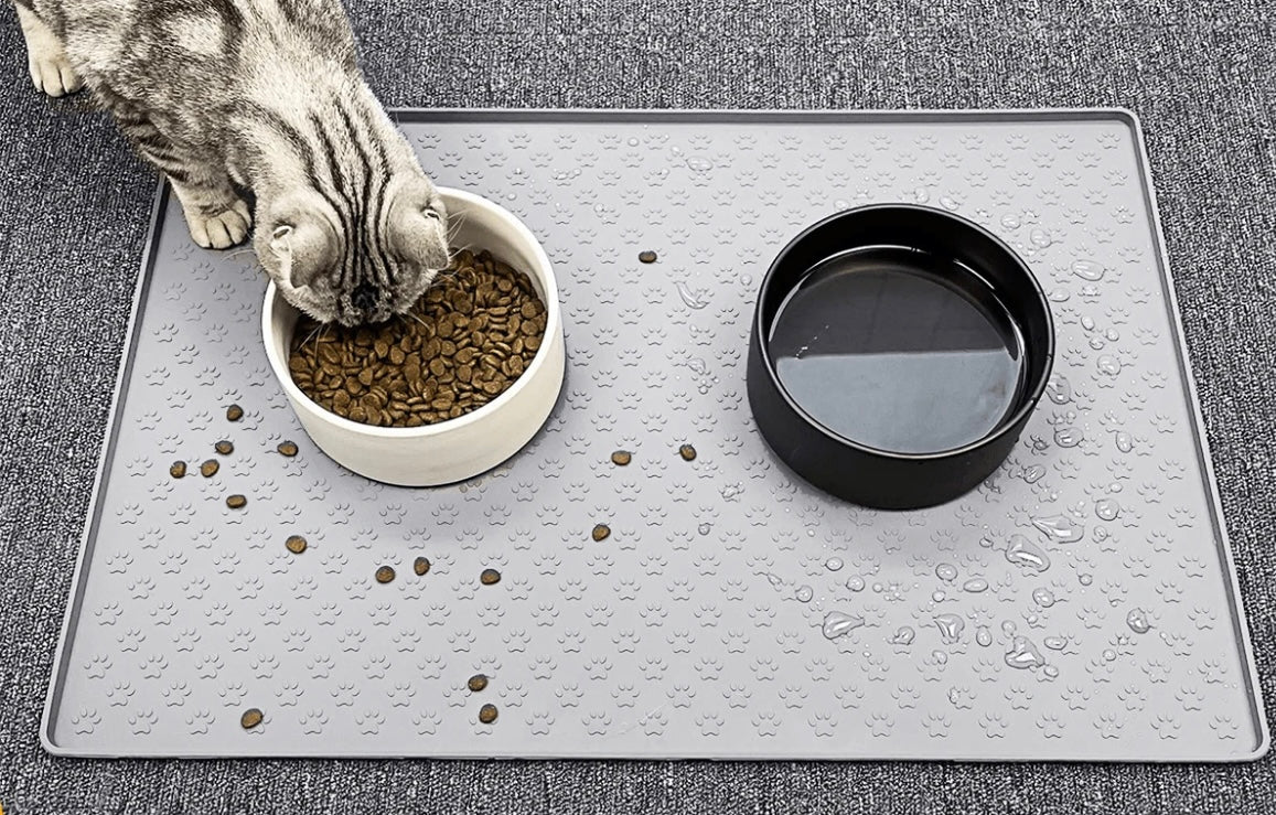 Pet Placemat, Waterproof Silicone Dog Bowl Mat For Protecting Floor, Anti-Slip Cat/Dog Feeding Mat, 19 X 12 Inches Dog Mat For Food And Water