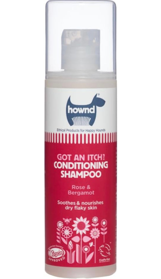 Hownd Got an Itch? Ultra Conditioning & Soothing Anti-Itch Shampoo for Dogs w/Dry, Flaky Skin, with Rose, Bergamot & Aloe Vera, Restores Dry Coats - Vegan Formula, Cruelty Free