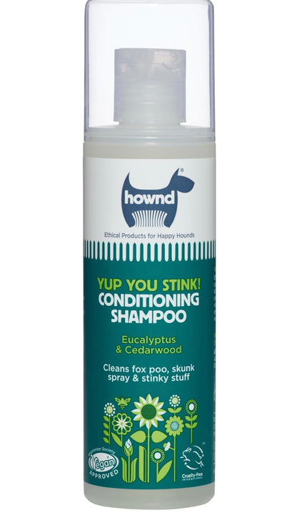 Hownd Yup You Stink, Conditioning Shampoo for Stinky Smelly Dogs, w/Eucalyptus & Cedarwood, Dirt Busting, Deep Cleaning Formula w/Odor Control,Nourishes Skin & Coat,Vegan - 8.5oz